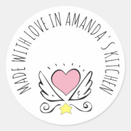 Met Liefde Gemaakt Voedsel Label Sticker Roze Hart