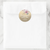 Met Liefde Gemaakte Bloem Roze Gouden Cadeau Ronde Sticker (Tas)