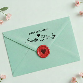 Met Liefde Gemaakte Familie Naam Custom Label Stem Zelfinktende Stempel