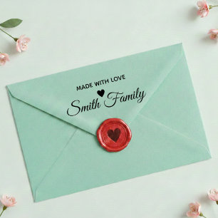 Met Liefde Gemaakte Familie Naam Custom Label Stem Zelfinktende Stempel