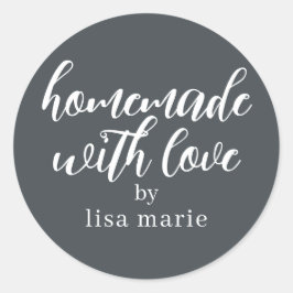 Met liefde gemaakte gepersonaliseerde off-black ca ronde sticker