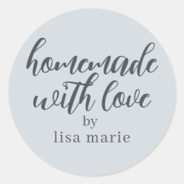 Met liefde gemaakte gepersonaliseerde pastelblauwe ronde sticker