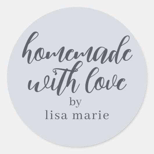 Met liefde gemaakte gepersonaliseerde pastelblauwe ronde sticker (Voorkant)