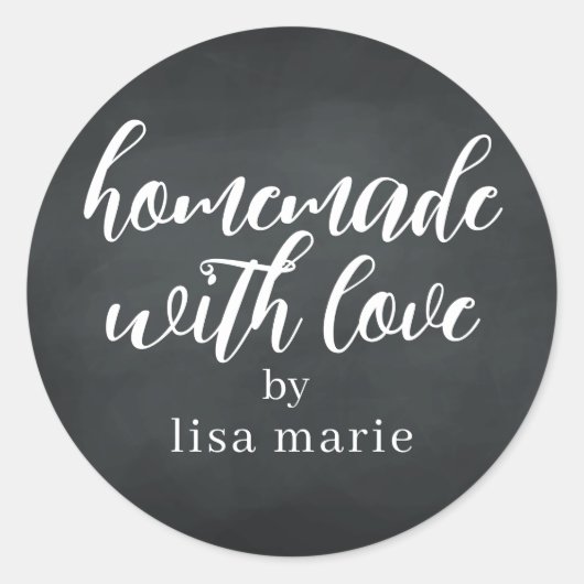 Met liefde gemaakte gepersonaliseerde schoolbord c ronde sticker (Voorkant)