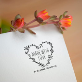 Met Liefde Gemaakte Handgetekende Bloemhartkrans Rubberstempel