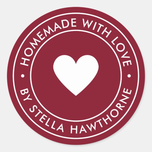Met liefde gemaakte hart ronde sticker (Voorkant)