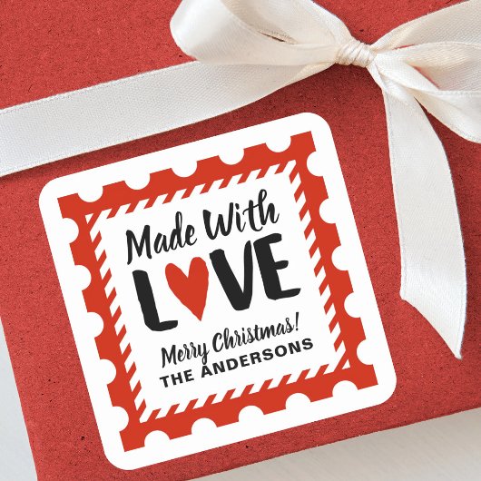 Met Liefde Gemaakte Kerst Stempel Sticker