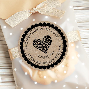 Met Liefde Gemaakte Kraftpapier Hart Bedankt Ronde Sticker