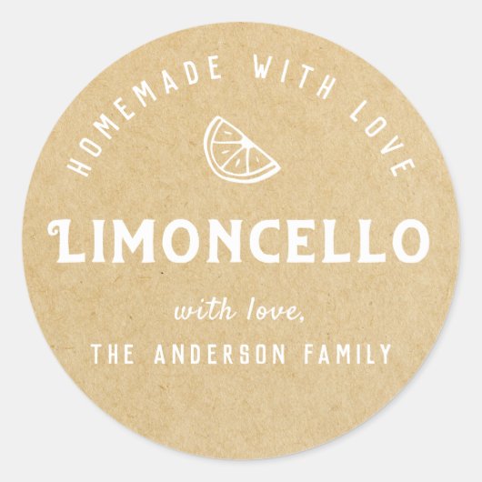 Met Liefde Gemaakte Limoncello Moderne Kraft Ronde Sticker (Voorkant)