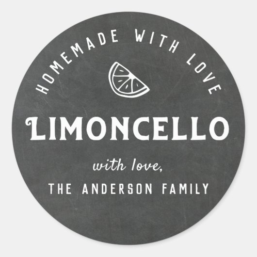 Met Liefde Gemaakte Limoncello Moderne Schoolbord Ronde Sticker (Voorkant)