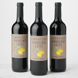 Met Liefde Gemaakte Limoncello Waterverf Citroenen Wijn Etiket