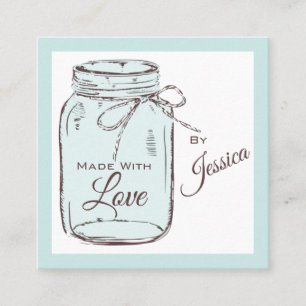 Met Liefde Gemaakte Mason Jar Zakelijke Kaart Vierkante Visitekaartje