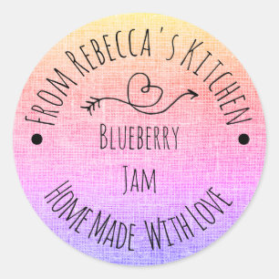 Met Liefde Gemaakte Regenboog Jute Conservenglas E Ronde Sticker