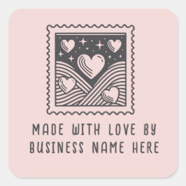 Met Liefde Gemaakte Zakelijke Hart Poststempel Vierkante Sticker