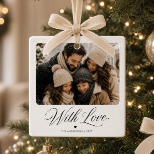 Met liefde gepersonaliseerde familiefoto Kerstmis Keramisch Ornament