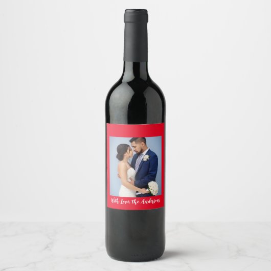Met liefde gepersonaliseerde foto wijn etiket (Voorkant)