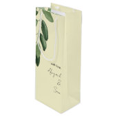 Met liefde gepersonaliseerde namen gele bruiloft wijn cadeautas (Voorkant Gekanteld)