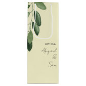 Met liefde gepersonaliseerde namen gele bruiloft wijn cadeautas (Voorkant)