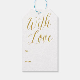 met liefde Goud Modern Calligrafie Gift Label Cadeaulabel