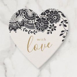 Met liefde goud zwart elegant kant bedankjes labels