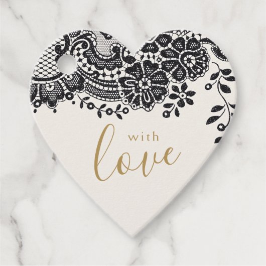 Met liefde goud zwart elegant  kant bedankjes labels (Voorkant)