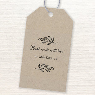 Met Liefde Handgemaakt Bruin Papier Botanische Bla Cadeaulabel