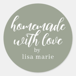 Met Liefde Handgemaakt Gepersonaliseerd Saliegroen Ronde Sticker