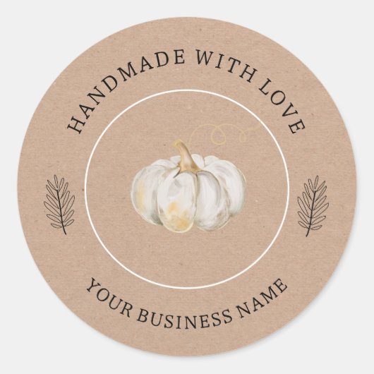 Met Liefde Handgemaakt Pompoen Ronde Sticker (Voorkant)