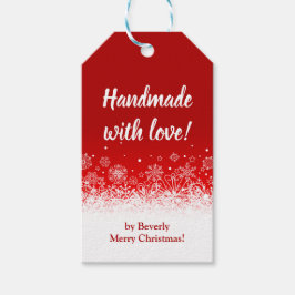 Met Liefde Handgemaakt Rode Kerstsneeuwvlok Cadeaulabel