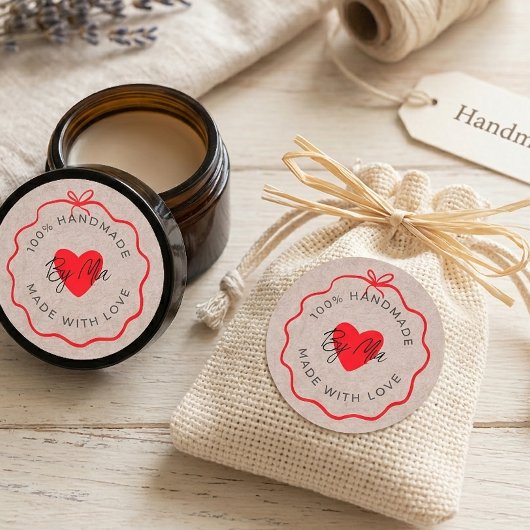 Met Liefde Handgemaakt Sticker Aangepast Klein Zak