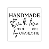 Met Liefde Handgemaakte Harten Elegante Script Bla Rubberstempel (Afrduk)