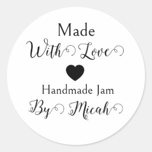 Met Liefde Handgemaakte Jam Moderne Minimalist Ronde Sticker