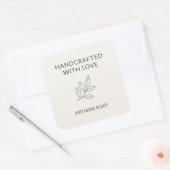 Met Liefde Handgemaakte Minimalistische Botanische Vierkante Sticker (Envelop)