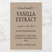 Met liefde handgemaakte vanille-extract voedselcontainer etiket (Enkel label)