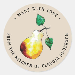 Met Liefde Handgeschilderde Peer Verpakkingslabels Ronde Sticker