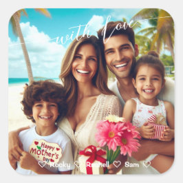 Met liefde Happy Moederdag Calligrafie Custom Vierkante Sticker
