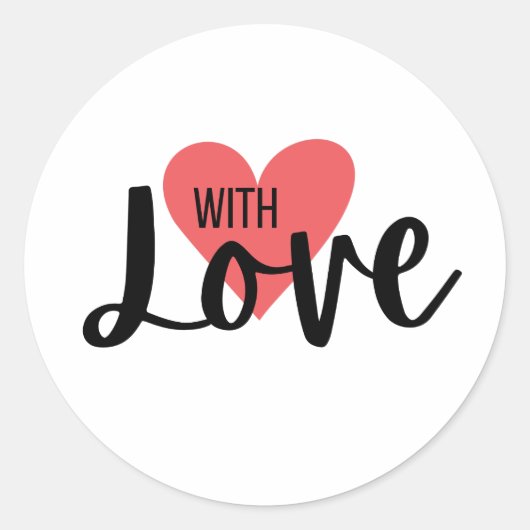 Met liefde Hart Pakket Envelope Valentijnsdag Ronde Sticker (Voorkant)