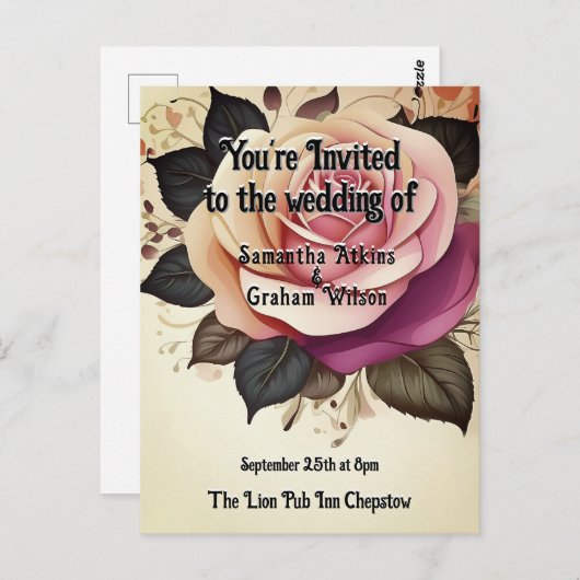 Met liefde in volle bloei bruiloft uitnodiging (Voorkant / Achterkant)