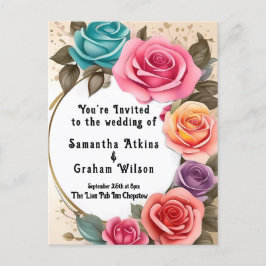 Met liefde in volle bloei bruiloft uitnodiging