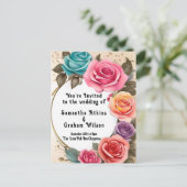 Met liefde in volle bloei bruiloft uitnodiging (Staand voorkant)