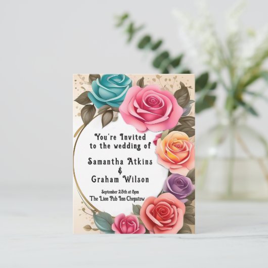 Met liefde in volle bloei bruiloft uitnodiging (Staand voorkant)