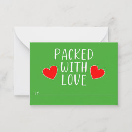 Met liefde ingepakte platte kaart notitiekaartje