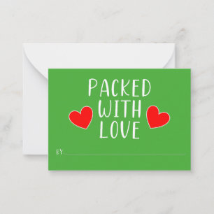 Met liefde ingepakte platte kaart notitiekaartje