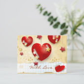 Met liefde, kaart met hangende harten (Staand voorkant)