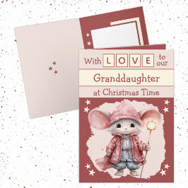 Met liefde kleindochter muis roze Kerstmis Feestdagen Kaart