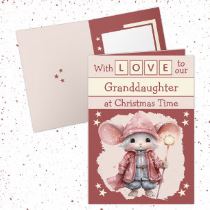Met liefde kleindochter muis roze Kerstmis Feestdagen Kaart
