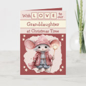 Met liefde kleindochter muis roze Kerstmis Feestdagen Kaart (Voorkant)