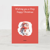Met liefde kleinzoon pinguïn rode kerst feestdagen kaart (Achterkant)