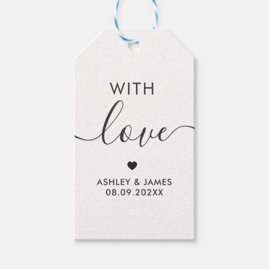 Met Liefde Labels, Huwelijkscadeau Label, Kraft Cadeaulabel (Voorkant)