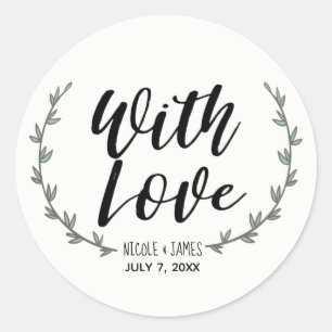 Met Liefde Landelijke Groene Bloemige Takken Bruil Ronde Sticker